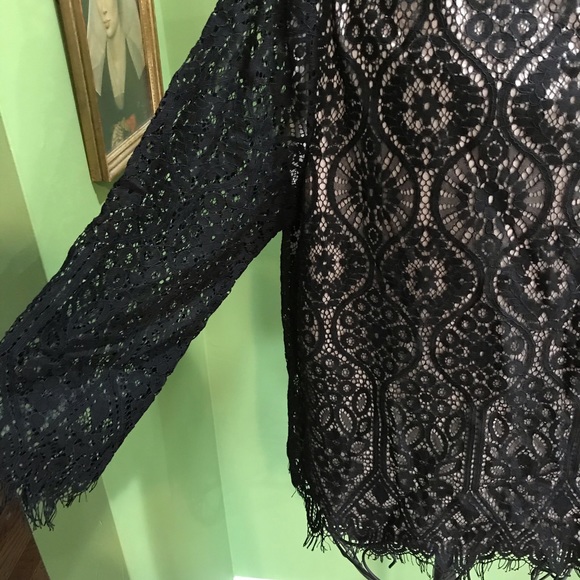 LOFT Black and Tan Lace Layered Top - Picture 5 of 8